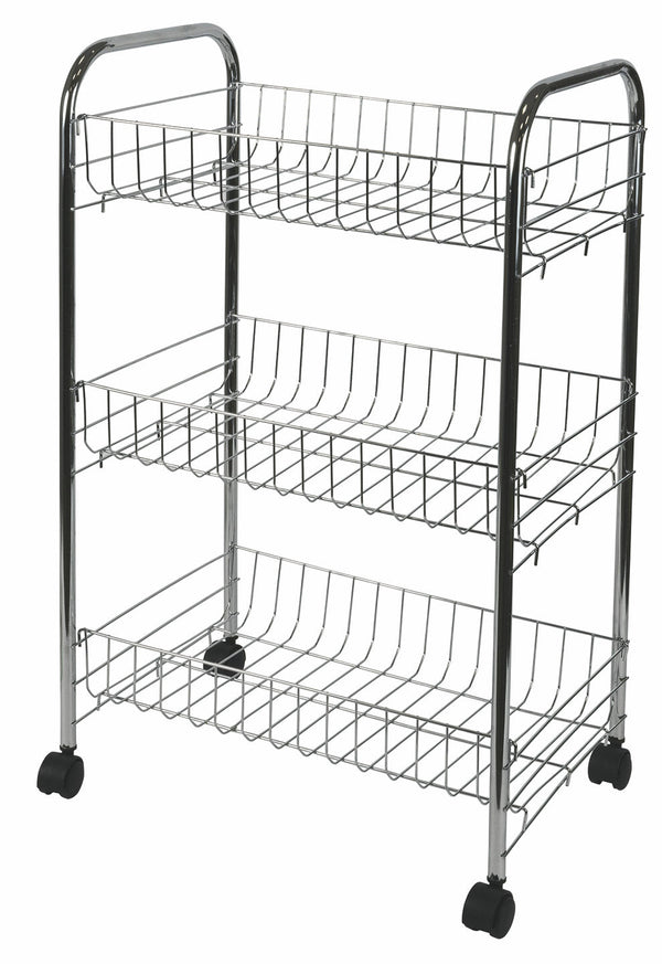 Carrello da Cucina 3 Ripiani 40x26x62 cm in Metallo Cromato prezzo