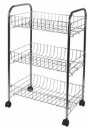 Carrello da Cucina 3 Ripiani 40x26x62 cm in Metallo Cromato