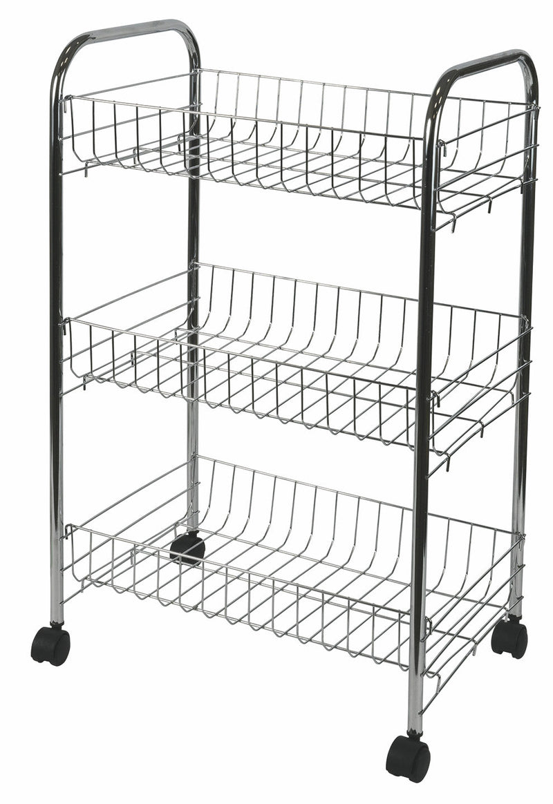 Carrello da Cucina 3 Ripiani 40x26x62 cm in Metallo Cromato