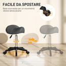 Sgabello Girevole a Sella 48x47x45-57A cm Rivestimento in Finta Pelle Grigio   