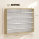Bacheca Vetrina a Muro con 4 Ripiani Regolabili 80x9.5x60cm Bianco e Legno      