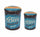 Set 2 Pouf Contenitore Tondo in MDF Birra Blu