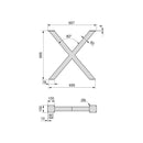 Set Gambe Cross per Tavolo H695 Verniciato Nero Acciaio Emuca