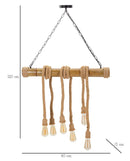Lampadario Bamboo Rope 80x15x120 cm in Bambù e Corda Marrone      