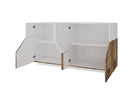 Credenza 4 Ante 220,1x43x86 cm Alien Bianco Lucido e Acero Pereira