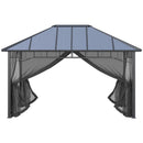 Gazebo da Giardino 4x3m con Zanzariere Tetto in Policarbonato Grigio
