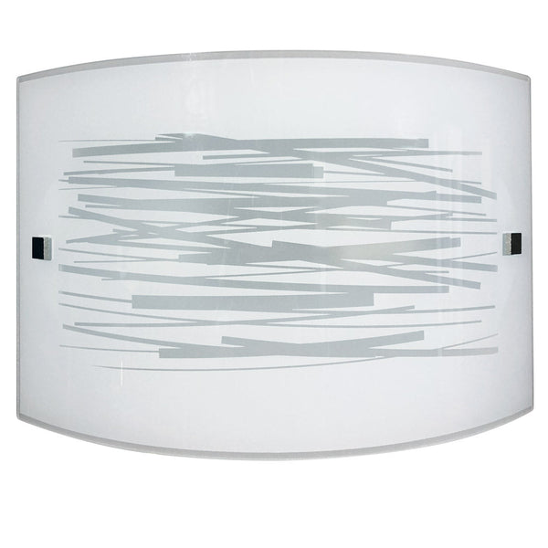 sconto Applique 1xE27 Finali Cromo Vetro Lastra Bianco Decorato Righe E-Energy Manuela