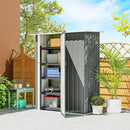 Capanno Porta Attrezzi 142x86x189 cm con Tetto Inclinato e Porta Bloccabile in Metallo Grigio Chiaro      