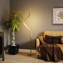 Lampada da Terra LED a Spirale con 3 Luminosità e Interruttore a Pedale Oro    