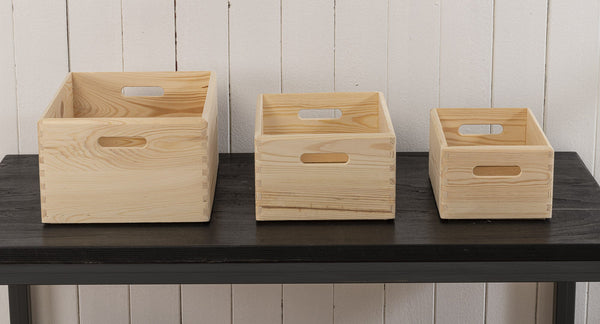 online Set 3 Cassette Multiuso in Legno di in Pino Naturale Multiplo non Verniciato