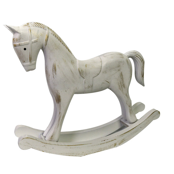 sconto Cavallo a Dondolo Decorativo in Legno bianco cm 37x8xh32
