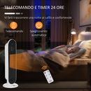Stufa Elettrica Oscillante 21x21x63.5 cm con Telecomando Timer e 2 Modalità in PP PA e Metallo Bianco e Nero      