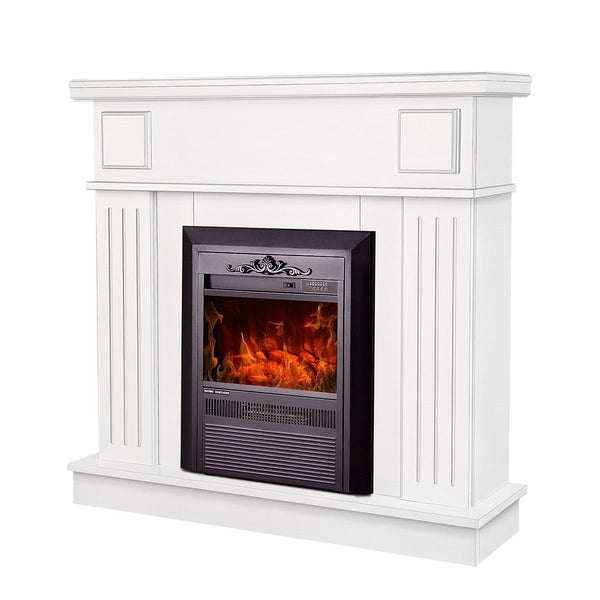 sconto Camino Elettrico da Pavimento 99,7x103,4x27 cm Effetto Fiamma 2000W Marina & Cristina Bianco