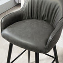 Set 2 Sgabelli da Bar con Schienale in Finta Pelle PU Grigio  