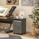 Cassettiera Portadocumenti a 4 Ruote 40x35x60 cm con Ripiano Aperto e Cassetti in Legno e Metallo Grigio  