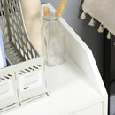 Cassettiera da Ufficio con 4 Cassetti Ruote e Bordi Rialzati 40x36x65 cm in Legno Bianco