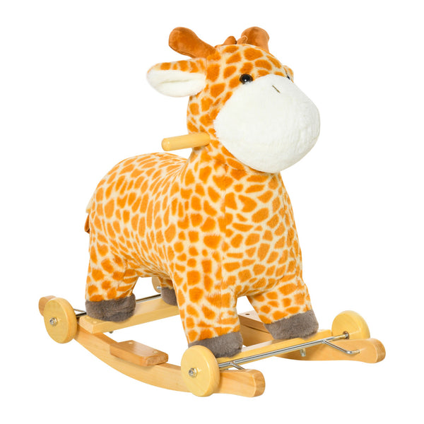 Cavallo a Dondolo per Bambini in Legno e Peluche Giraffa Giallo acquista