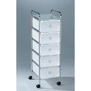 Cassettiera in Acciaio 5 Cassetti in PVC 30,5x37x98cm Fumer Getty Bianco