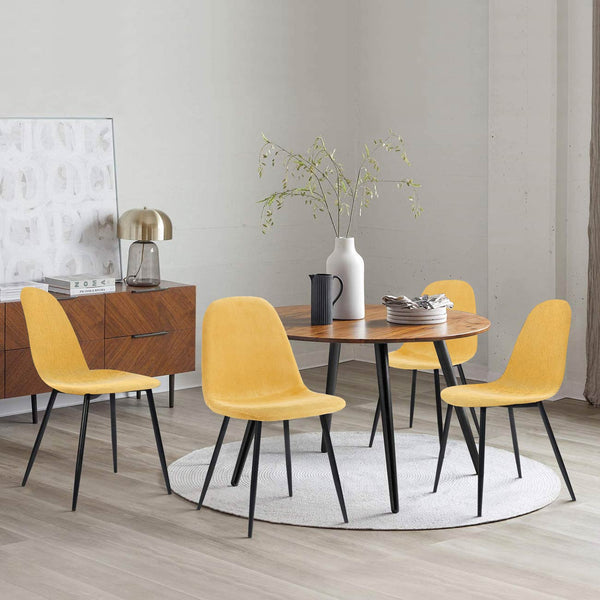 prezzo Set 4 Sedie da salotto Imbottite in Tessuto Bella Gialle