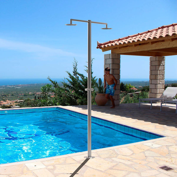 Doccia da Giardino ad Acqua Fredda in Acciaio Inox con 2 Soffioni Sined Ortro 2T online