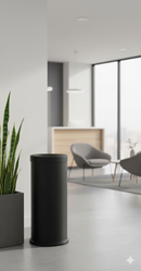 Pattumiera Gettacarte Ø25xh60 cm Autoestinguente In Acciaio Verniciato Nero