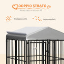 Recinto per Cani di Piccola e Media Taglia 122x122x138 cm con Tettuccio in Acciaio Nero