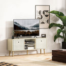 Mobile TV Fino a 50" 110x29x46,5 cm con 2 Cassetti Removibili e 2 Ripiani Aperti in MDF e Tessuto non Tessuto Color Legno Beige      