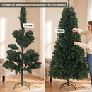 Albero di Natale Artificiale 98x98x200 cm con 1000 Rami Ignifughi e Base Pieghevole in Metallo Verde      