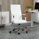 Sedia da Ufficio Ergonomica Funzione Dondolo 54x62x104-114 cm in Finta Pelle Bianco 