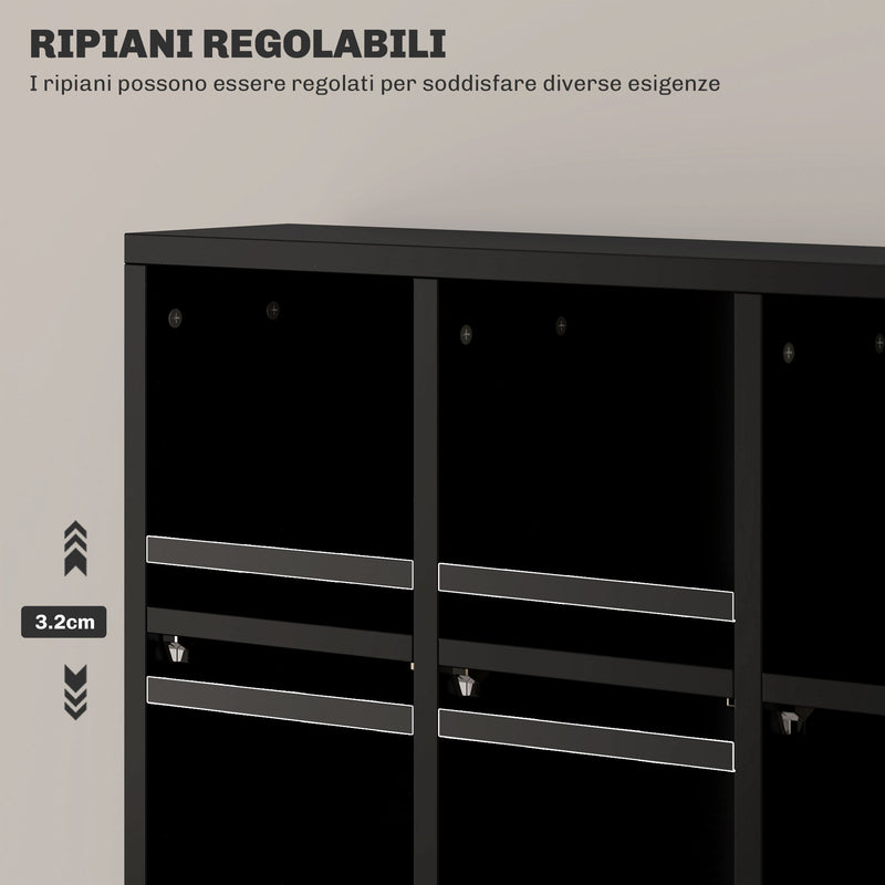Mobile Porta CD 89x20x130.5 cm con Ripiani Regolabili per 456 CD o 336 DVD 24 Scomparti Nero      