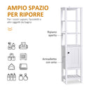 Mobile Alto da Bagno 1 Anta 4 Ripiani 40x35x164 cm in Truciolare  Bianco