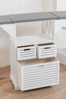 Mobile Asse da Stiro in Legno con 3 Cassetti 130x34x85 cm Victor Bianco