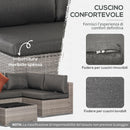Set Salotto da Giardino Divano 2 Poltrone e Tavolino in Rattan Polietilene Grigio