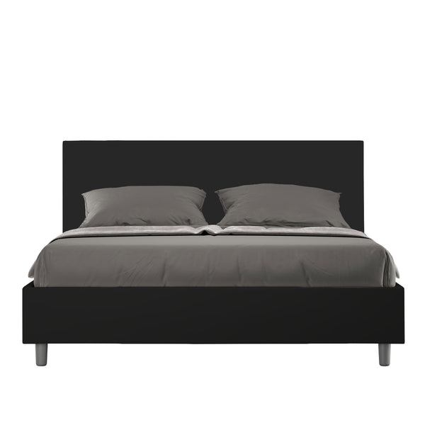 Letto Matrimoniale Senza Testata Imbottito in Similpelle Adele Nero Varie Misure sconto