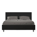 Letto Matrimoniale Giroletto con Alzata Comoda Imbottito in Similpelle Adele Nero Varie Misure