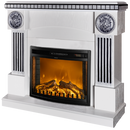 Camino Elettrico da Pavimento 105x120x33 cm Effetto Fiamma 1500W Prometeu & Zakinthos Bianco/nero