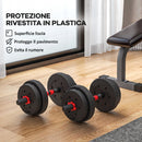Set 2 Manubri Antiscivolo con 8 Dischi Pesi da 15 kg Totali con Connettore in Acciaio HDPE e Sabbia Nero      
