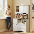 Credenza da Cucina 100x40x62 cm con 3 Armadietti 2 Cassetti e Portaspezie in Legno Ingegnerizzato Bianco      