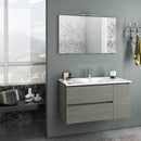 Mobile da Bagno Sospeso con Lavabo Specchio e Lampada a LED TFT Febe Grigio Rè di Londra