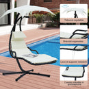 Sedia Dondolo Pensile Relax Chaise Longue di Lusso con Tettuccio Crema 