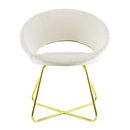 Poltrona Imbottita 66x65x68 cm in Tessuto Effetto Velluto Beige