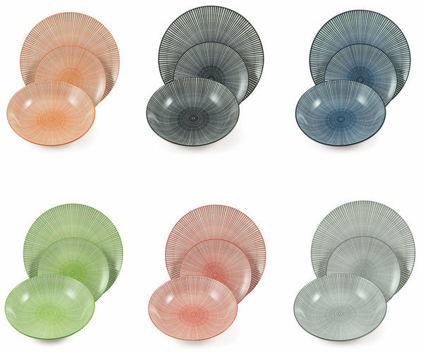 acquista Servizio Piatti 18 Pezzi in Porcellana Soriani Fossil Multicolor