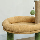 Albero Tiragraffi per Gatti con Casetta Lettino e Palline  44x30x98 cm Verde e Marrone  