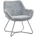 Sedia Moderna con Braccioli e Schienale Imbottiti 63x69x75 cm in Tessuto Effetto Lino Grigio  