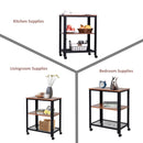 Carrello Portavivande da Cucina 3 Ripiani 60x40x76,5 cm in Metallo e Legno  Nero