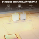 Scrivania Gaming Tavolo per Computer 147x47x130 cm con Supporto CPU Regolabile e Reversibile Luci RGB Prese e Porte USB in Acciaio e Legno Bianco      