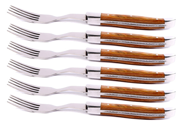 prezzo Set 6 Forchette da Bistecca Manico in Legno Tendor Alps