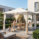 Gazebo da Giardino 360x300x275 cm Tetto Doppio in Metallo e Poliestere UPF50+ con Rete Crema      