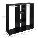 Armadio Guardaroba a 5 Ripiani con Ruote e Barre Appendiabiti in Legno e Alluminio Nero 120x40x128 cm 