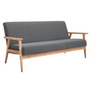 Divano 3 Posti 154,5x68x73 cm in Tessuto e Legno Grigio